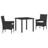 vidaXL Ensemble de salle &agrave; manger pour jardin 5 pcs Noir polyrotin