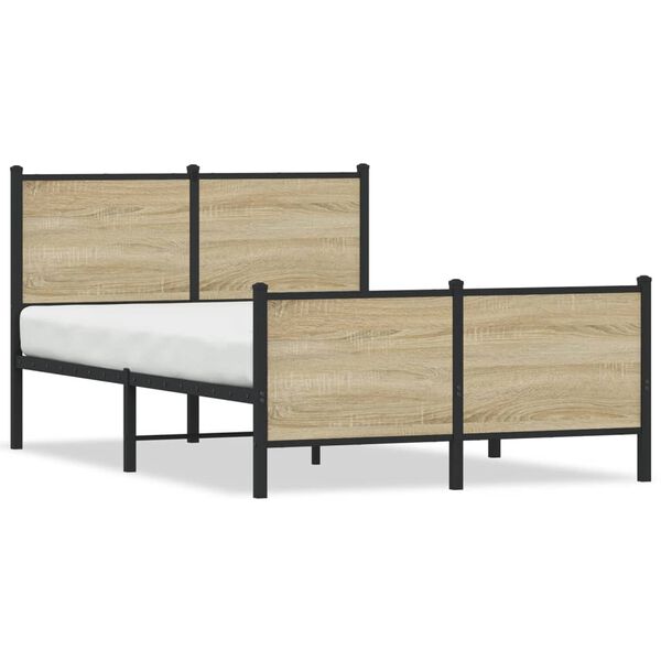 vidaXL Cadre de lit en m&eacute;tal sans matelas ch&ecirc;ne sonoma 120x200 cm