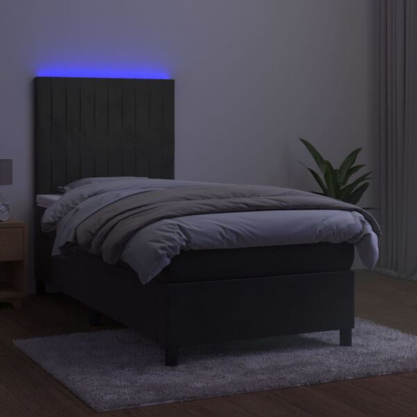 vidaXL Sommier &agrave; lattes de lit avec matelas LED Gris fonc&eacute; 100x200 cm