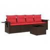 vidaXL Ensemble de canap&eacute; de jardin 5 pcs avec coussins marron r&eacute;sine tress&eacute;e