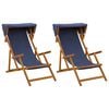 vidaXL Chaise Longue 2 pcs 3 Position Bois d'eucalyptus massif Bleu