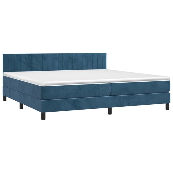 vidaXL Sommier &agrave; lattes de lit avec matelas LED Bleu fonc&eacute; 200x200 cm