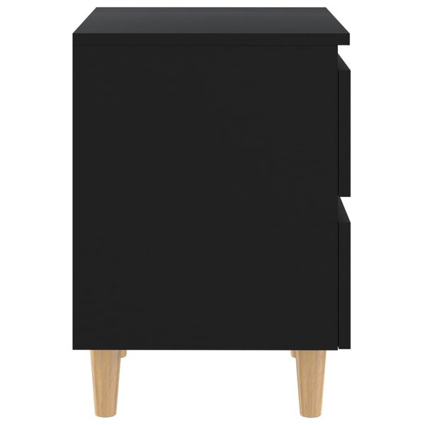 vidaXL Table de chevet avec pieds en pin Noir 40x35x50 cm