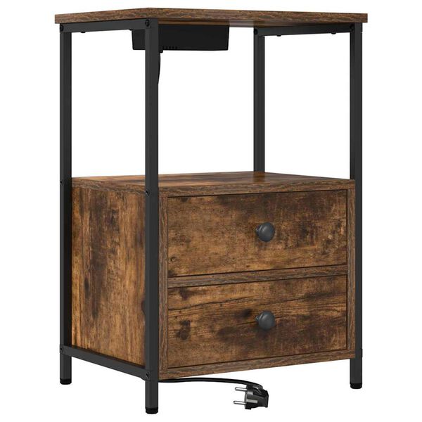 vidaXL Cabinet de chevet Ch&ecirc;ne fum&eacute; 40 x 31 x 60 cm Bois d'ing&eacute;nierie