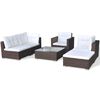 vidaXL Salon de jardin 6 pcs avec coussins R&eacute;sine tress&eacute;e Marron