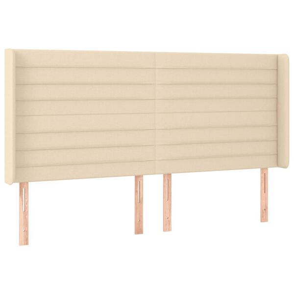 vidaXL T&ecirc;te de lit &agrave; LED Cr&egrave;me 203x16x118/128 cm Tissu