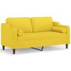 vidaXL Canap&eacute; 2 places avec oreillers jaune clair 140 cm tissu
