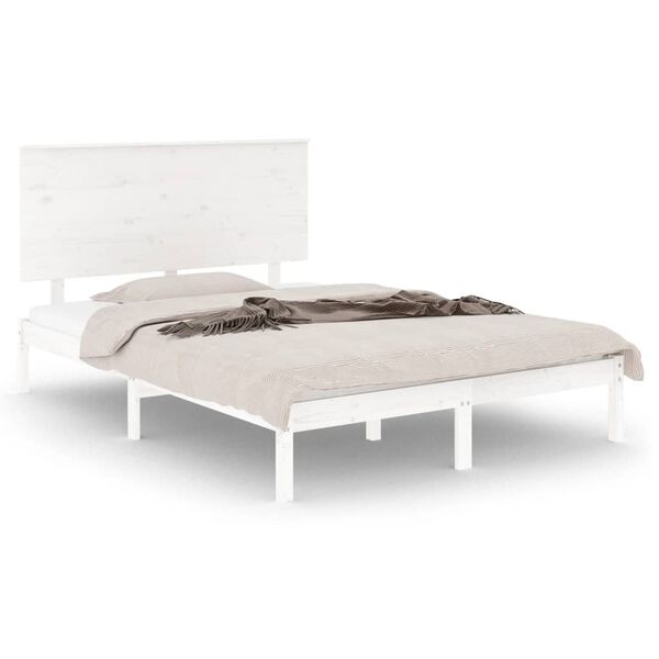 vidaXL Cadre de lit sans matelas blanc 140x200 cm bois de pin massif