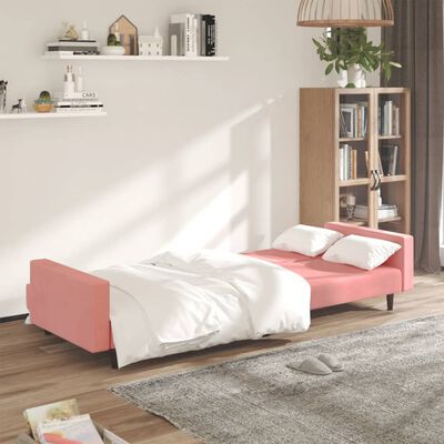 vidaXL Canapé-lit à 2 places rose velours