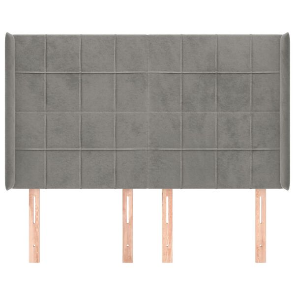 vidaXL T&ecirc;te de lit avec oreilles Gris clair 147x16x118/128 cm Velours