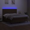 vidaXL Sommier &agrave; lattes de lit matelas et LED Marron fonc&eacute; 180x200cm