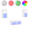 vidaXL Meuble TV muraux 4 pcs avec lumi&egrave;res LED blanc