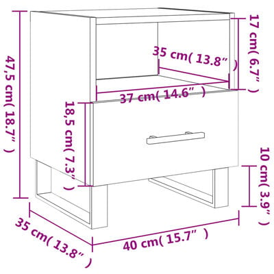 vidaXL Tables de chevet 2 pcs blanc 40x35x47,5 cm bois d’ingénierie