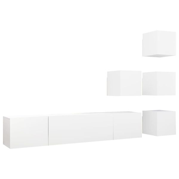 vidaXL Ensemble de meuble TV 6 pcs Blanc Bois d'ing&eacute;nierie