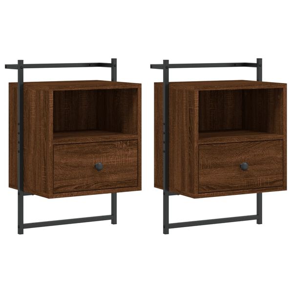 vidaXL Table de chevet murale 2 pcs ch&ecirc;ne marron 40x30x61 cm