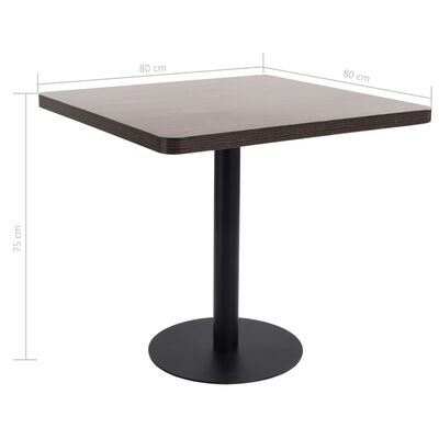 vidaXL Table de bistro Marron foncé 80x80 cm MDF