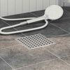 vidaXL Drain de douche &agrave; pois Argent&eacute; 15 x 15 cm Acier Inox 304