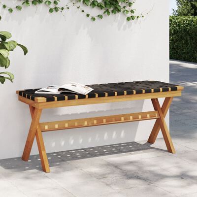 vidaXL Banc de jardin noir bois massif d'acacia et tissu