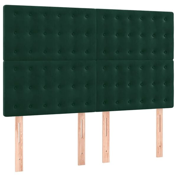 vidaXL T&ecirc;te de lit Vert fonc&eacute; 144 x 5 x 118/128 cm Velours