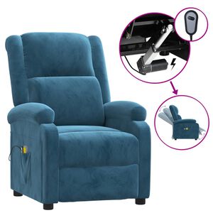 vidaXL Fauteuil &eacute;lectrique de massage Bleu Velours