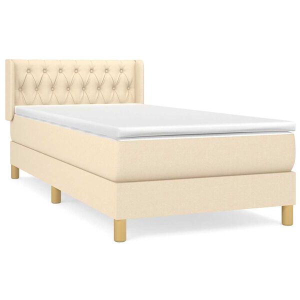 vidaXL Sommier &agrave; lattes de lit avec matelas Cr&egrave;me 90x200 cm Tissu