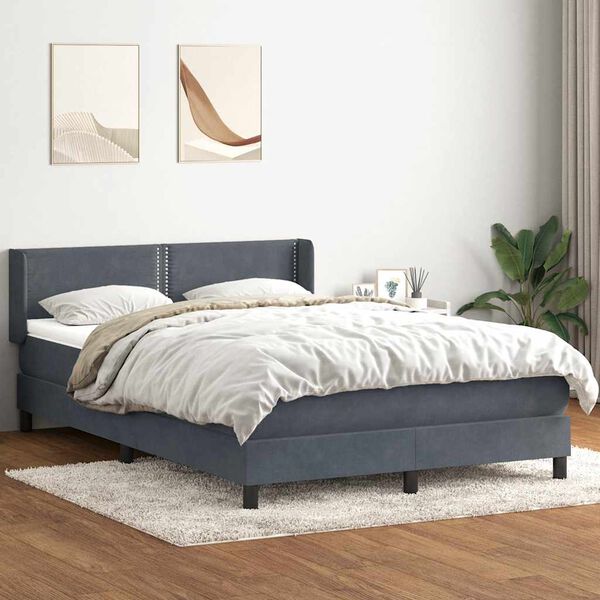vidaXL Sommier &agrave; lattes de lit et matelas gris fonc&eacute; 160x210cm velours