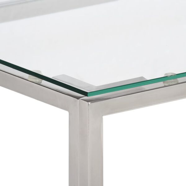 vidaXL Table console argent&eacute; acier inoxydable et verre tremp&eacute;