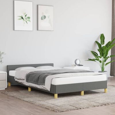 vidaXL Cadre de lit avec tête de lit gris foncé 120x190 cm tissu