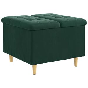 vidaXL Pouf de rangement Vert fonc&eacute; 60 x 60 x 45 cm Velours