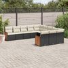 vidaXL Salon de jardin 11 pcs avec coussins noir r&eacute;sine tress&eacute;e