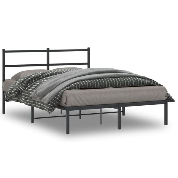 vidaXL Cadre de lit m&eacute;tal sans matelas avec t&ecirc;te de lit noir 140x200cm