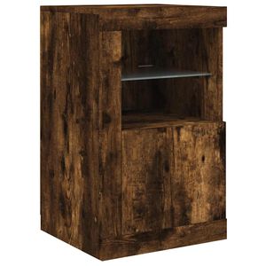 vidaXL Armoire lat&eacute;rale avec lumi&egrave;res LED ch&ecirc;ne fum&eacute; bois d'ing&eacute;nierie