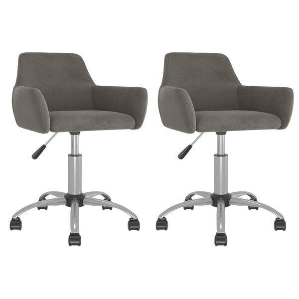vidaXL Chaises pivotantes &agrave; manger lot de 2 Gris fonc&eacute; Velours