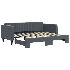 vidaXL Lit de jour avec gigogne sans matelas gris fonc&eacute; 90x200 cm