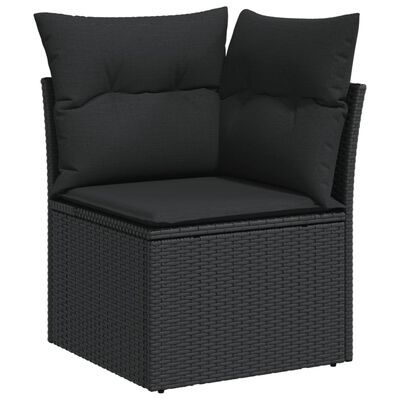 vidaXL Salon de jardin 9 pcs avec coussins noir résine tressée