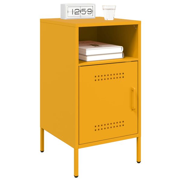 vidaXL Tables de chevet 2 pcs jaune moutarde 36x39x68 cm acier