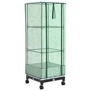 vidaXL Jardini&egrave;re de jardin avec couverture de serre et roues Blanc PP