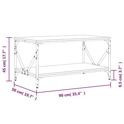 vidaXL Table basse noir 90x50x45 cm bois d'ingénierie