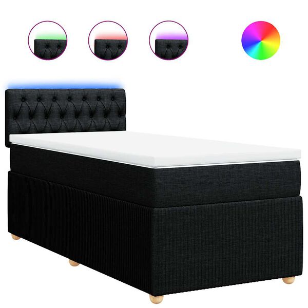 vidaXL Sommier &agrave; lattes de lit avec matelas Noir 90x200 cm Tissu