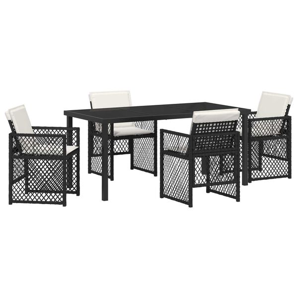 vidaXL Ensemble de salle &agrave; manger pour jardin 5 pcs Noir polyrotin