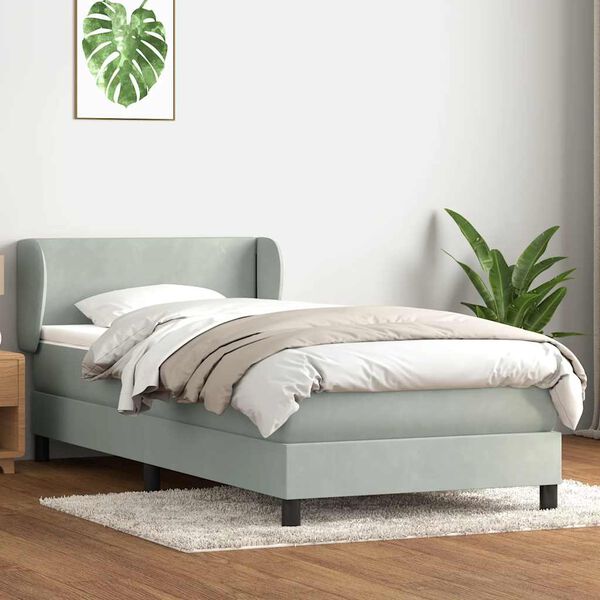 vidaXL Sommier &agrave; lattes de lit et matelas gris clair 80x220 cm velours