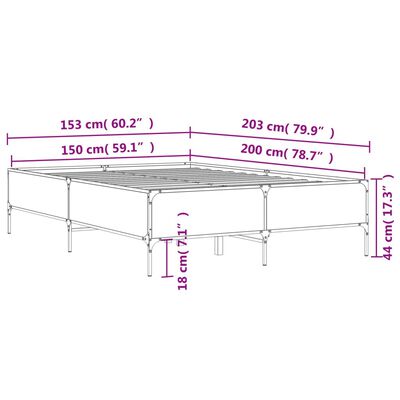 vidaXL Cadre de lit sans matelas chêne marron 150x200 cm