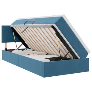 vidaXL Lit de Rangement avec matelas Bleu fonc&eacute; 90 x 190 cm Velours