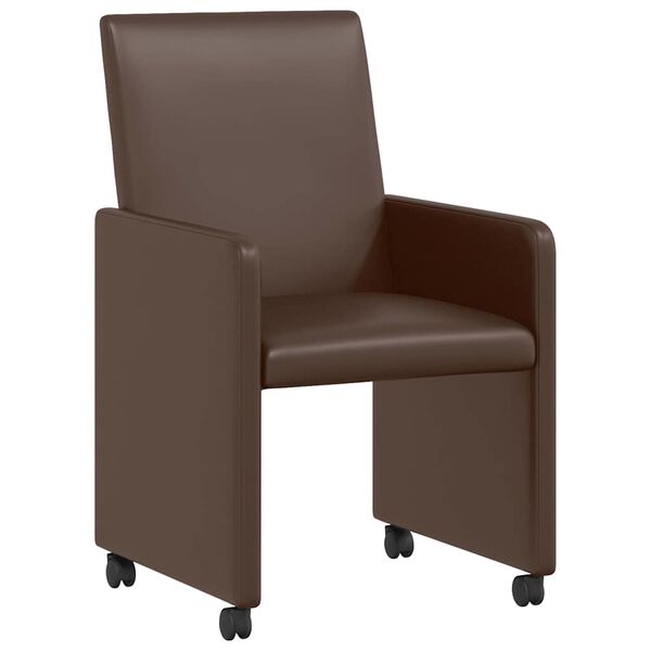 vidaXL Chaises de Salle à Manger avec Roues 2 pcs Marron