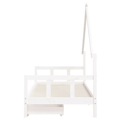 vidaXL Cadre de lit enfant tiroirs blanc 90x200 cm bois de pin massif