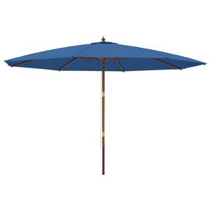 vidaXL Parasol de jardin avec m&acirc;t en bois bleu azur&eacute; 400x273 cm