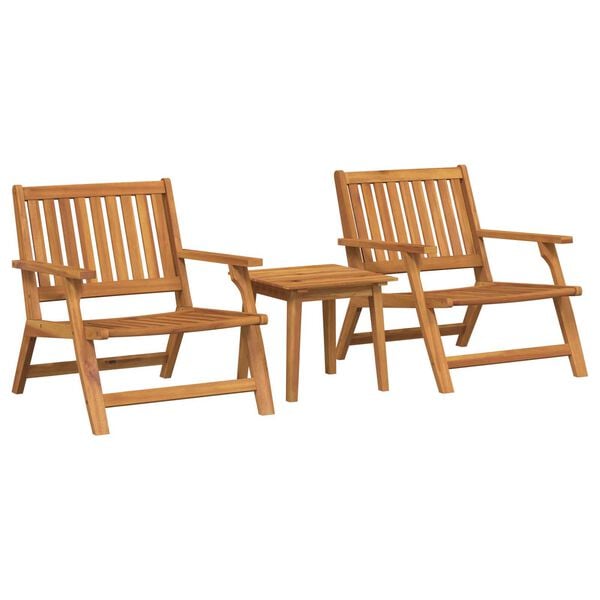 vidaXL Ensemble de repas extérieur 3 pcs Marron Bois d'acacia massif