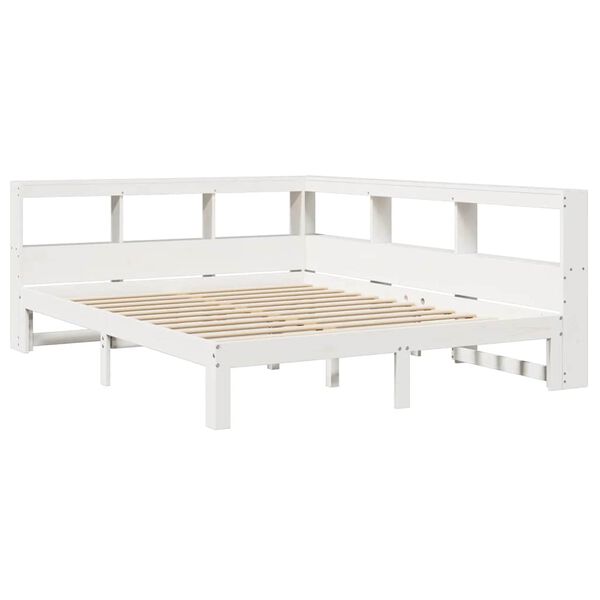 vidaXL Lit biblioth&egrave;que sans matelas blanc 140x190 cm bois pin massif