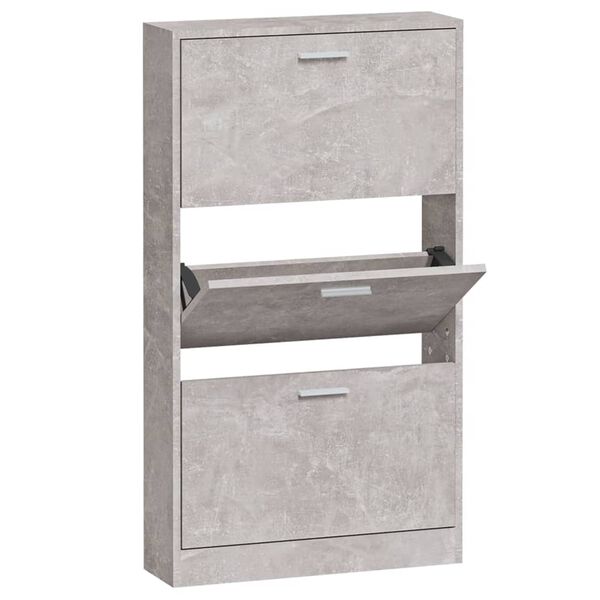 vidaXL Armoire &agrave; chaussures Gris b&eacute;ton 59x17x108 cm Bois d'ing&eacute;nierie