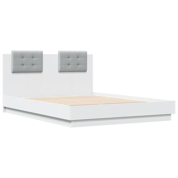 vidaXL Cadre de lit avec LED sans matelas blanc 135x190 cm